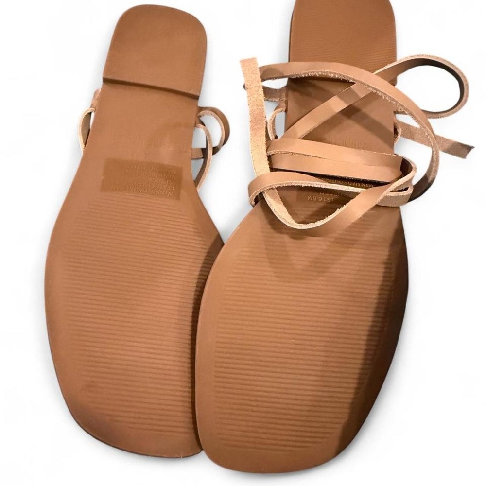 Steve Madden Wynn Tan Leather Lace Up Gladiator Sandals Square Toe WYN01S1 6.5 - Picture 3 of 6